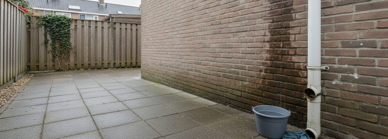 Probleem met water dat langs de regenpijp direct de gevel in loopt