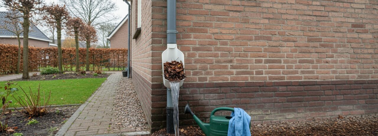 Hoe gebruik je een bladscheider om minder blad in de regenpijp te krijgen?