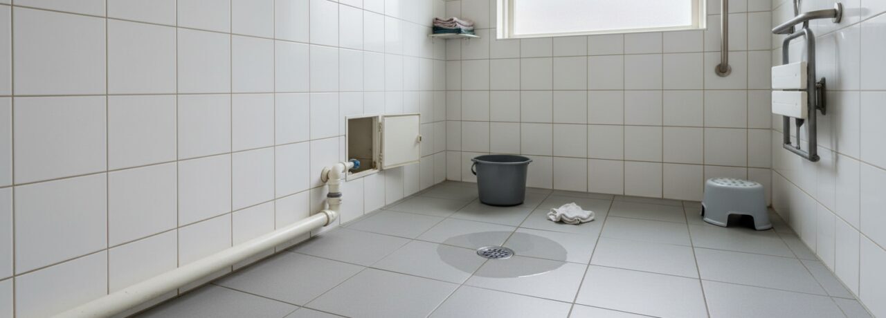 Hoe pak je doucheputje verstopt bij mantelzorgsituatie in aangepaste badkamer aan?