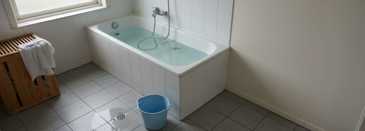 Hoe pak je een verstopt ligbad aan als het water uren blijft staan?