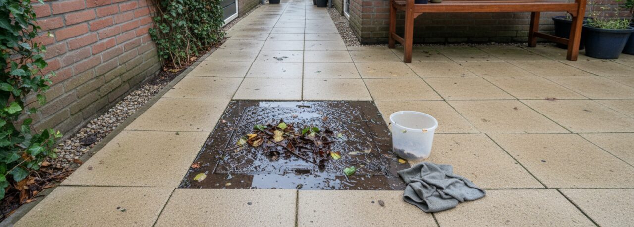 Je merkt het meteen: bij het minste beetje regen blijft het water op je terras staan.​ De terrasafvoer is verstopt, het vuil drukt de buizen&hellip;